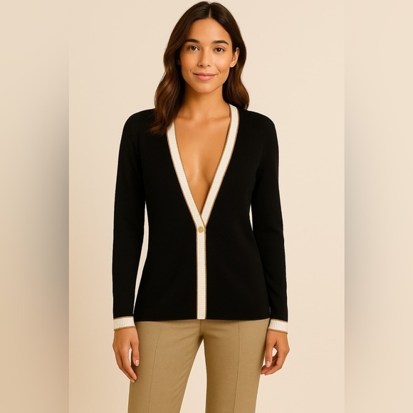 San Reno by Laura knits Sweaters - San Reno by Laura Knits (Santana) black/gold vintage cardigan sweater jacket. L